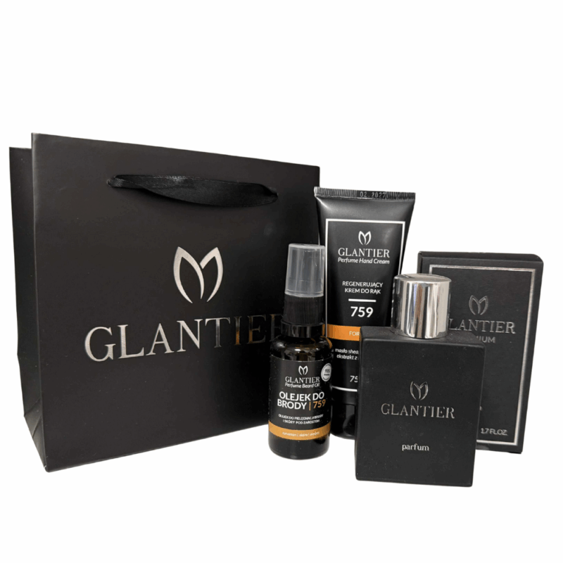 Zestaw Prezentowy Mini 759: Perfumy Premium, Olejek do brody ,krem do rąk, Torba prezentowa mała