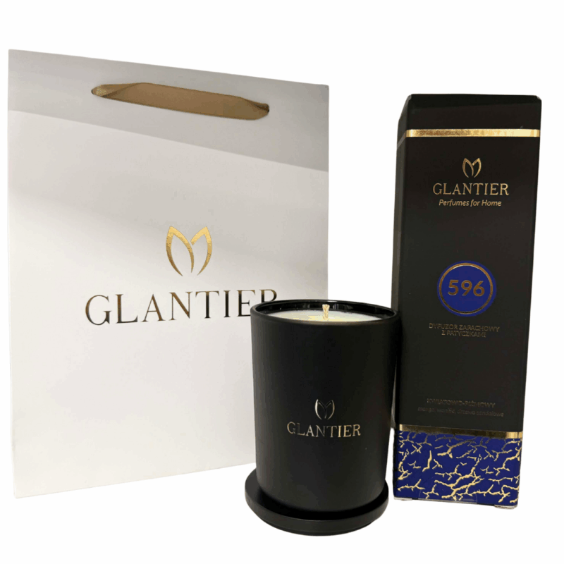 Zestaw świąteczny do domu Glantier 596 - świeca + dyfuzor + torba prezentowa