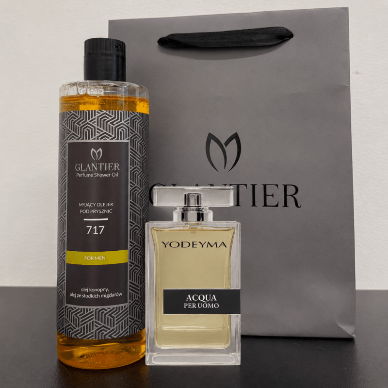 Męski Zestaw Prezentowy Inspirowany Acqua Di Gio | Yodeyma Acqua Per Uomo 100 ml + Olejek Glantier 717 + Torebka prezentowa