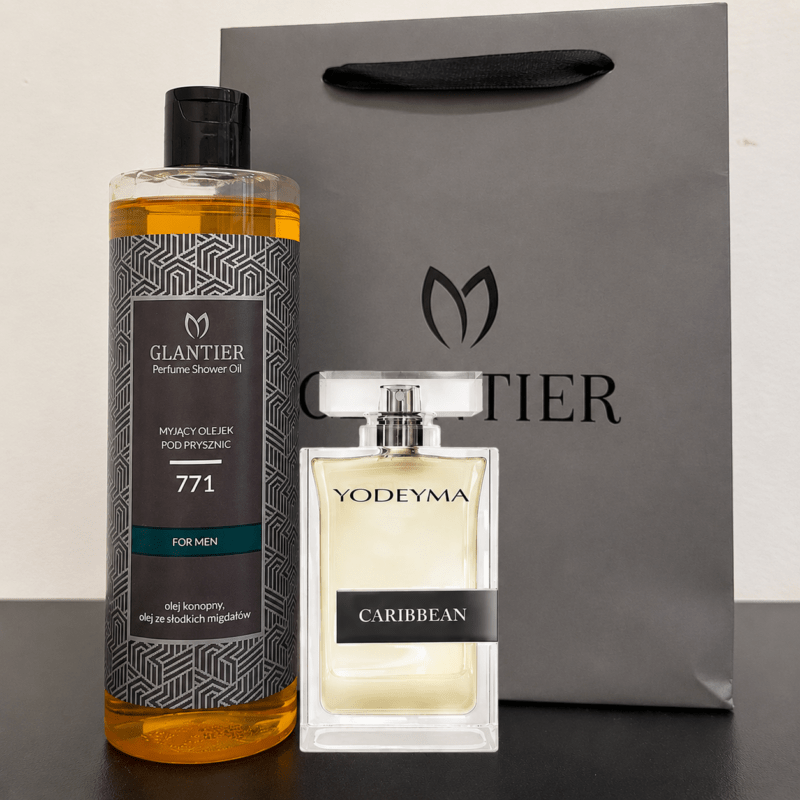 Męski Zestaw Prezentowy Inspirowany Sauvage | Yodeyma Caribbean 100 ml + Olejek Glantier 771 + Torba prezentowa