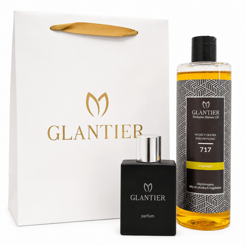 Męski Zestaw Prezentowy Inspirowany Acqua di Gio | Glantier 717 Premium 50 ml + Olejek 400 ml + Torebka