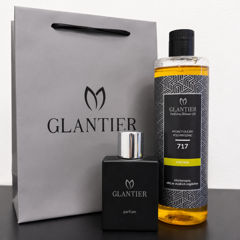 Męski Zestaw Prezentowy Inspirowany Acqua di Gio | Glantier 717 Premium 50 ml + Olejek 400 ml + Torebka
