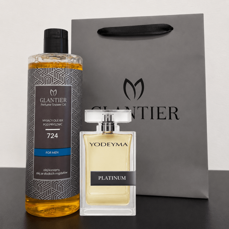 Męski Zestaw Prezentowy Inspirowany Invictus | Yodeyma Platinum 100 ml + Olejek Glantier 724 + Torba prezentowa
