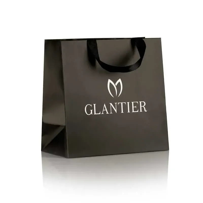 Torba prezentowa czarna mała Glantier – eleganckie opakowanie na perfumy