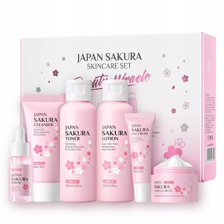 Japan Sakura Set Kompletny Zestaw 6 Kosmetyków Japońska Pielęgnacja Twarzy